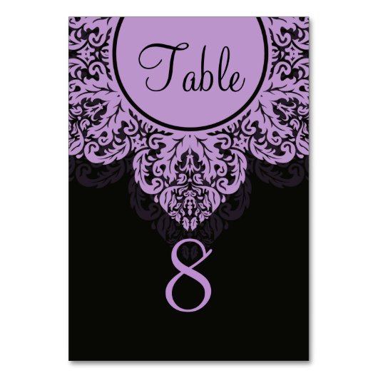 黒と紫のダマスクレースのようテーブル番号カード テーブルナンバー (裏面)
