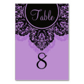 黒と紫のダマスクレースのようテーブル番号カード テーブルナンバー (正面)