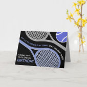 🎾 🖤黒と紫のテニス誕生日 カード (黄色い花)