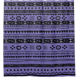 黒と紫のデザイナーの部族シャワーカーテン シャワーカーテン