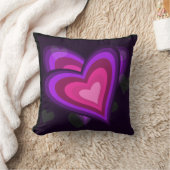 黒と紫のハート クッション (ブランケット)
