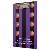 黒と紫のバスケストライプットボールコーチありがとう クリップボード (左)