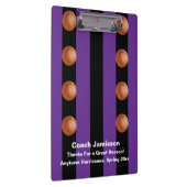 黒と紫のバスケストライプットボールコーチありがとう クリップボード (右)