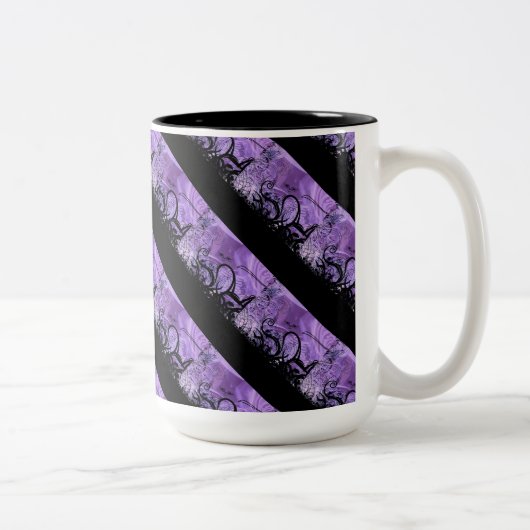 黒と紫のパターストライプのンマグ ツートーンマグカップ (右)