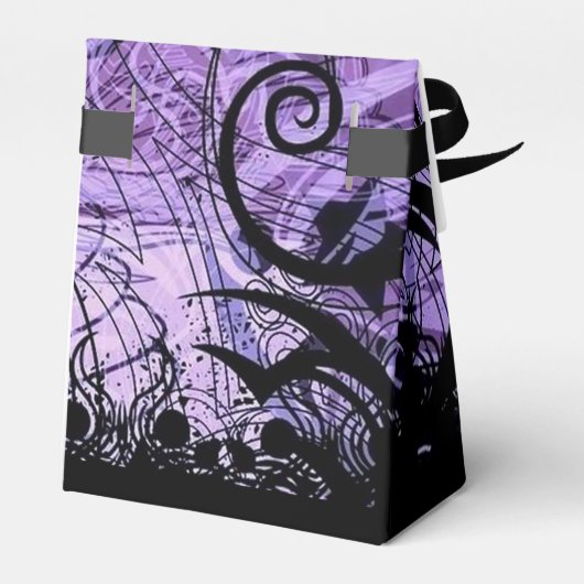 黒と紫のパターパーソナライズされたンの好意ボックス フェイバーボックス (裏面サイド)