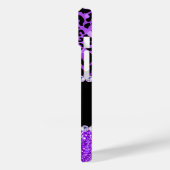 黒と紫のヒョウの斑点グラムモノグラム Case-Mate iPhoneケース (裏面 / 左)