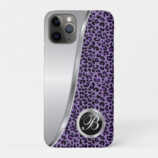 黒と紫のヒョウ柄 |モノグラム Case-Mate iPhoneケース (裏)