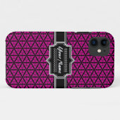 黒と紫のフローラトレリスのパターンカスタム Case-Mate iPhoneケース (裏面(横))