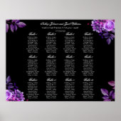 黒と紫のフローラ結婚の座席表 ポスター (正面)