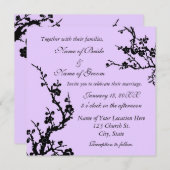黒と紫のフローラ結婚式招待状カード 招待状 (正面/裏面)