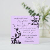 黒と紫のフローラ結婚式招待状カード 招待状 (スタンド正面)