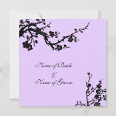 黒と紫のフローラ結婚式招待状カード 招待状 (裏面)