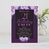 黒と紫のフローラ21歳の誕生日パーティー 招待状 (スタンド正面)