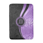 黒と紫のフローラ バスマット (正面縦)