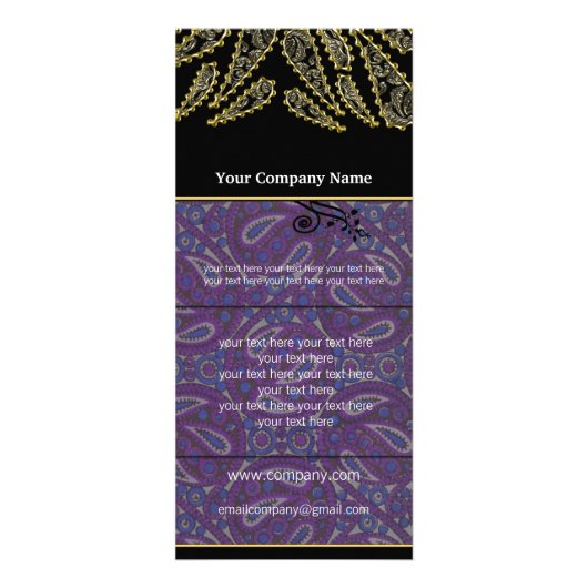 黒と紫のペイズリー渦巻きラックカード ラックカード (裏面)