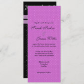 黒と紫のポルカのパーティー/結婚式への招待 招待状 (正面/裏面)