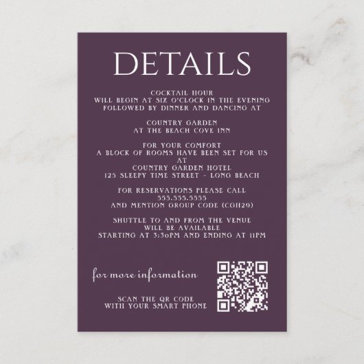 黒と紫のムーディフローラエンクロージャカード エンクロージャーカード (正面)