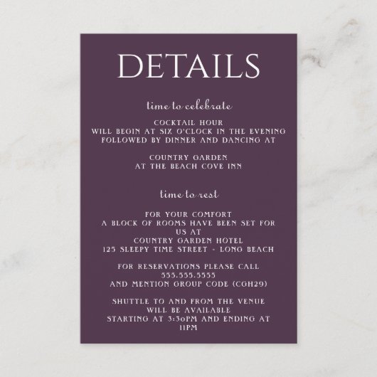 黒と紫のムーディフローラ エンクロージャーカード (正面)