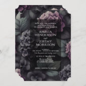 黒と紫のムーディフローラ 招待状 (正面/裏面)