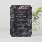 黒と紫のムーディフローラ(詳細付き) 招待状 (スタンド正面)