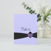 黒と紫のリボンテーブルのシーティングカード ポストカード (スタンド正面)