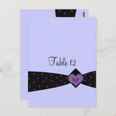 黒と紫のリボンテーブルのシーティングカード ポストカード (正面/裏面)