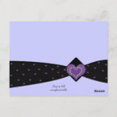 黒と紫のリボンテーブルのシーティングカード ポストカード (裏面)