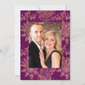 黒と紫のヴィンテージ結婚フローラ 招待状 (裏面)