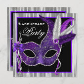黒と紫の仮装パーティー 招待状 (正面/裏面)
