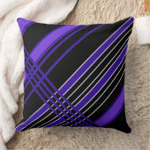 黒と紫の対角線のストライプ クッション (ブランケット)