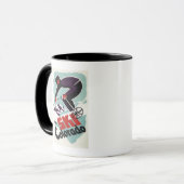 黒と紫の服を着たスキーヤー マグカップ (正面左)