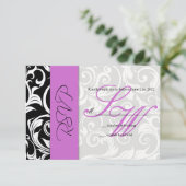 黒と紫の渦巻き式RSVP 出欠カード (スタンド正面)