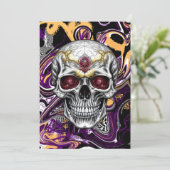 黒と紫の砂糖スカルハロウィーン 招待状 (スタンド正面)