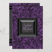 黒と紫の結婚式の日付を保存 セーブザデート (正面/裏面)