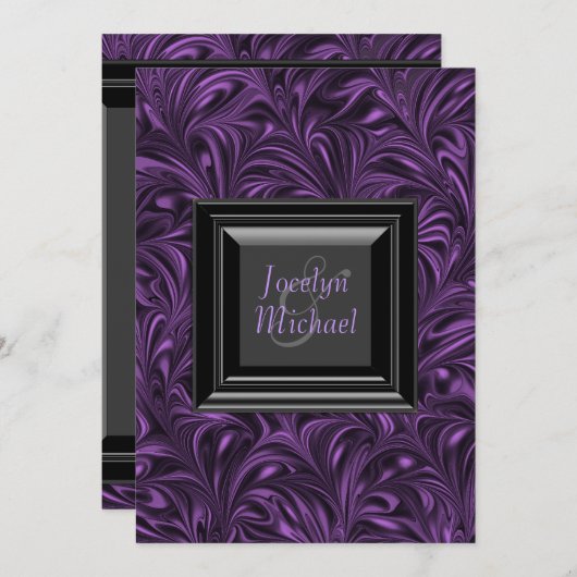 黒と紫の結婚式の日付を保存 セーブザデート (正面/裏面)