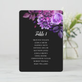 黒と紫の結婚式座席表。テーブルプラン 招待状 (スタンド正面)