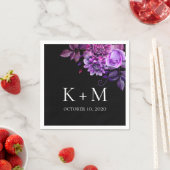 黒と紫の結婚花の。薄紫植物 スタンダードカクテルナプキン (インサイチュ)