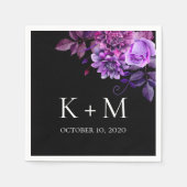 黒と紫の結婚花の。薄紫植物 スタンダードカクテルナプキン (正面)