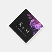 黒と紫の結婚花の。薄紫植物 スタンダードカクテルナプキン (角)