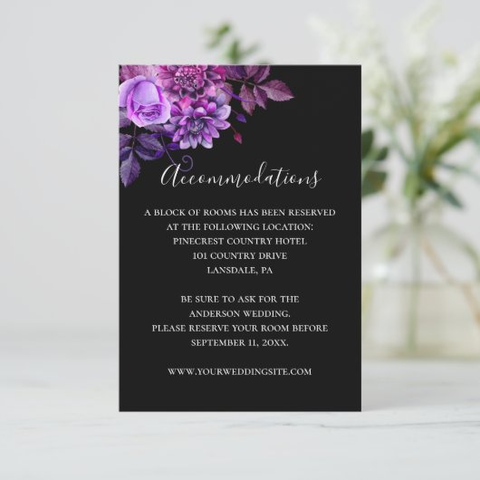 黒と紫の結婚詳細。宿泊施設 エンクロージャーカード (スタンド正面)