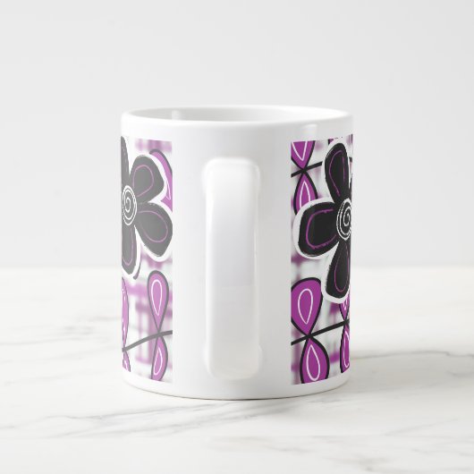 黒と紫の花ジャンボマグカップ ジャンボコーヒーマグカップ (裏面)
