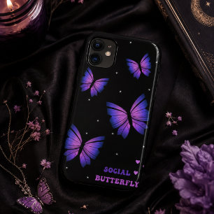黒と紫の蝶々スマホケース iPhone 11 ケース