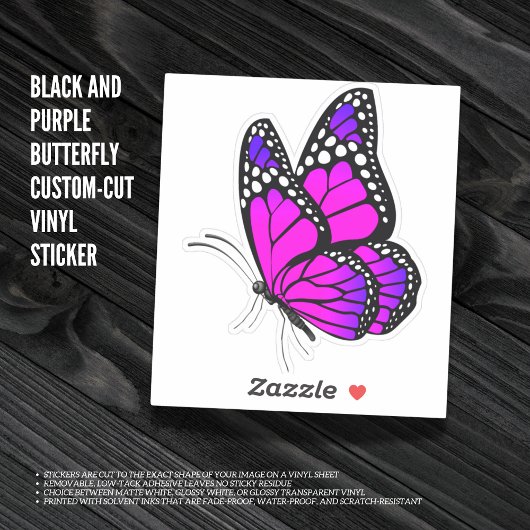 黒と紫の蝶のカスタムカットのビニル シール