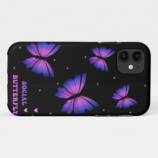 黒と紫の蝶の電話ケース Case-Mate iPhoneケース (裏面(横))