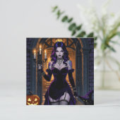 黒と紫の魔女 | ハロウィンパーティー 招待状 (スタンド正面)