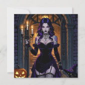 黒と紫の魔女 | ハローウィンパーティ 招待状 (正面)