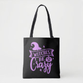 黒と紫のWitches Be Crazy トートバッグ (正面)