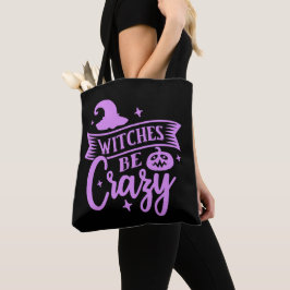 黒と紫のWitches Be Crazy トートバッグ