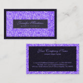 黒と紫エレガントのグリッターとキラキラ 名刺 (正面/裏面)