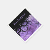 黒と紫パーソナライズされたのゴシックパターンのナプキン スタンダードカクテルナプキン (角)